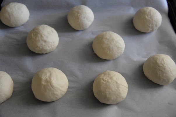 Dough balls on baking sheet