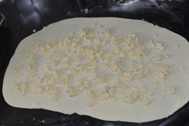 Filling over rolled dough