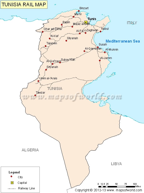 Tunisia Railway Map