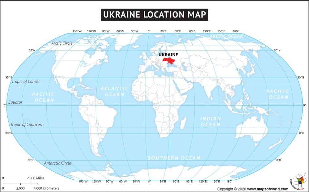 Ukraine in world map