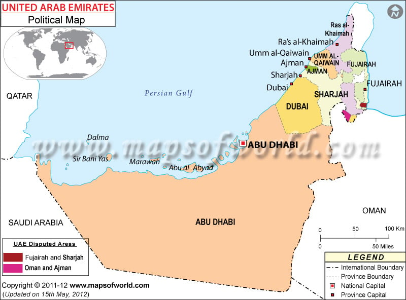 Political Map of United Arab Emirates (UAE)