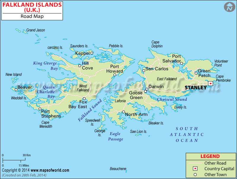 Falkland Islands Road Map