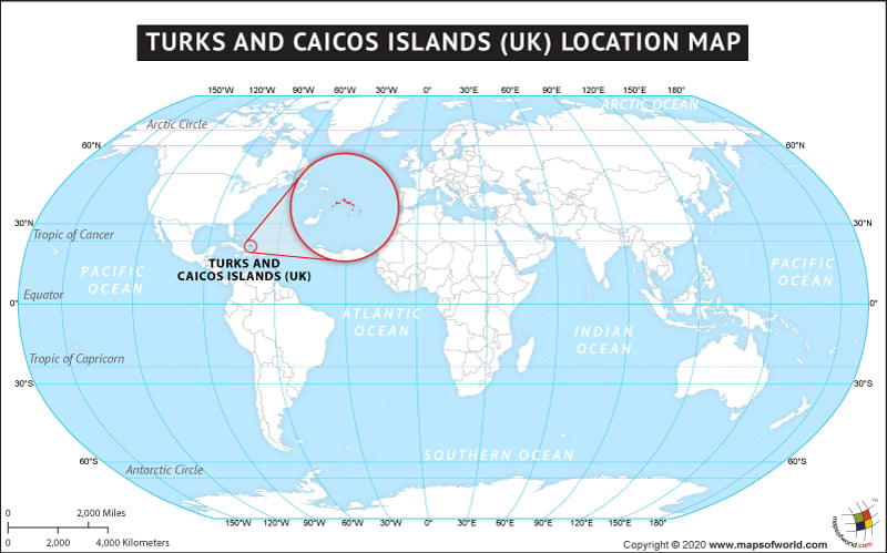 Turks and Caicos on World Map