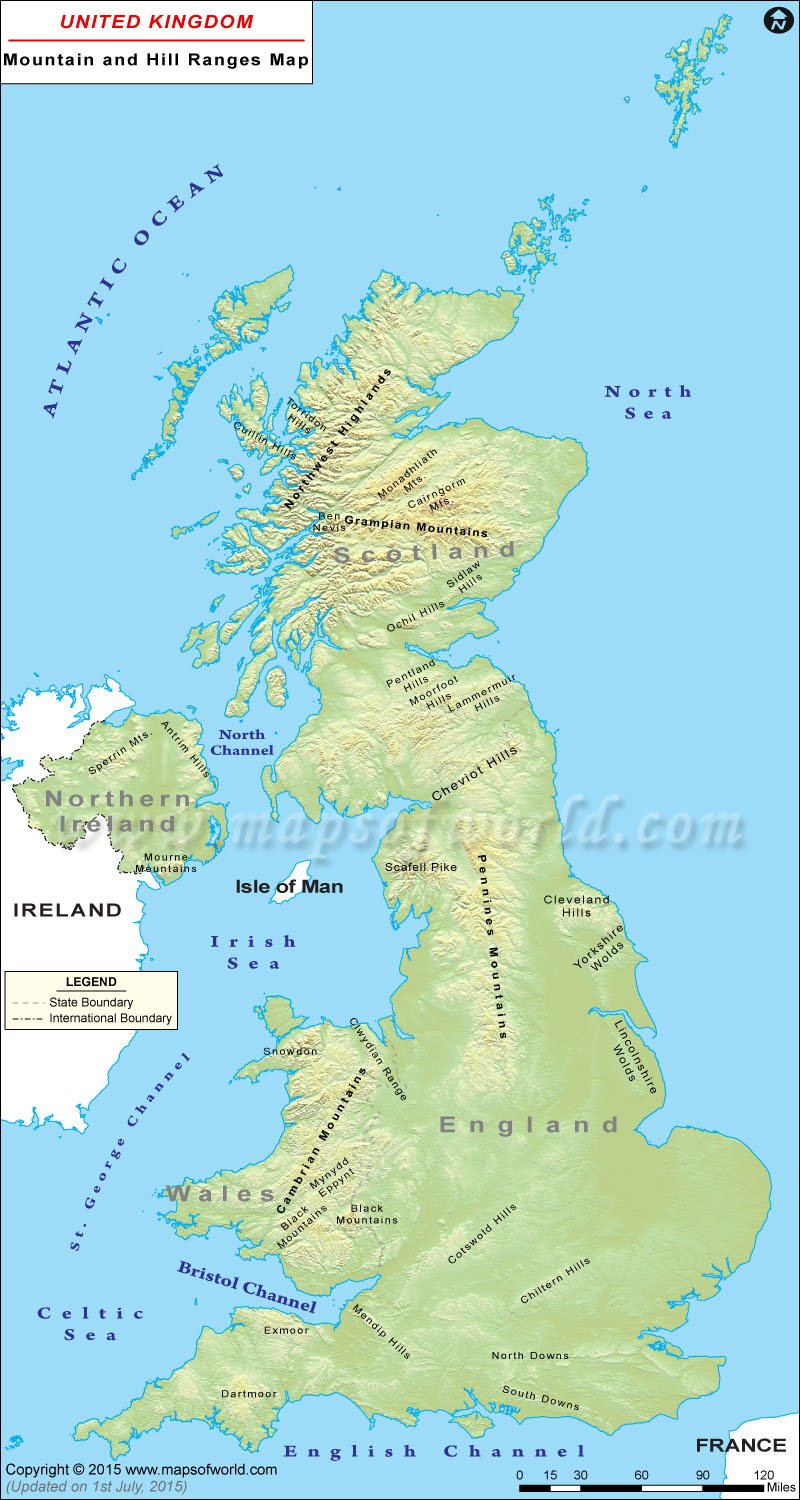 Map of UK with Mountains