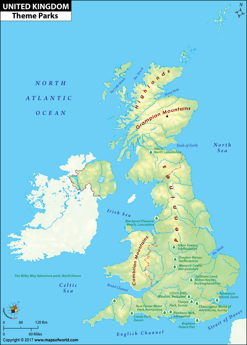 Map of All Theme Parks in UK