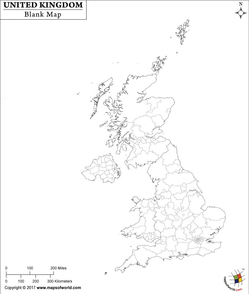  Blank UK Map with County Boundary