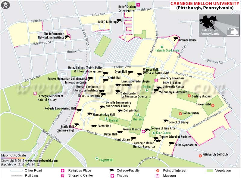 Carnegie Mellon Campus Map Carnegie Mellon Campus Map | Carnegie Mellon University Location Map | Us  Universities Tour