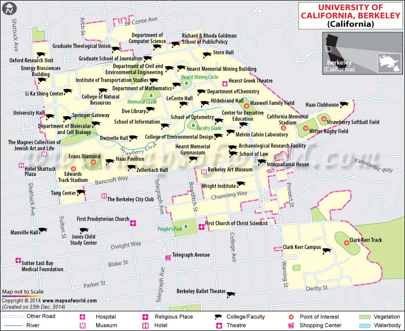 Uc Berkley Campus Map Map of University of California in Berkeley, University of 