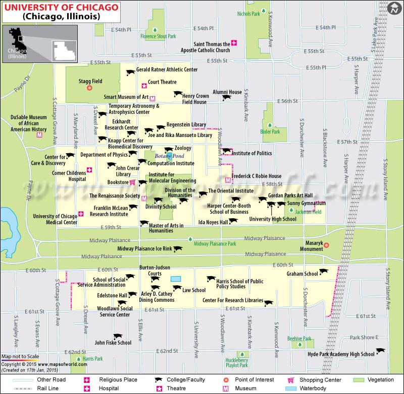 university of chicago campus map University Of Chicago Map Map Of University Of Chicago Illinois Usa Us Universities Tour university of chicago campus map