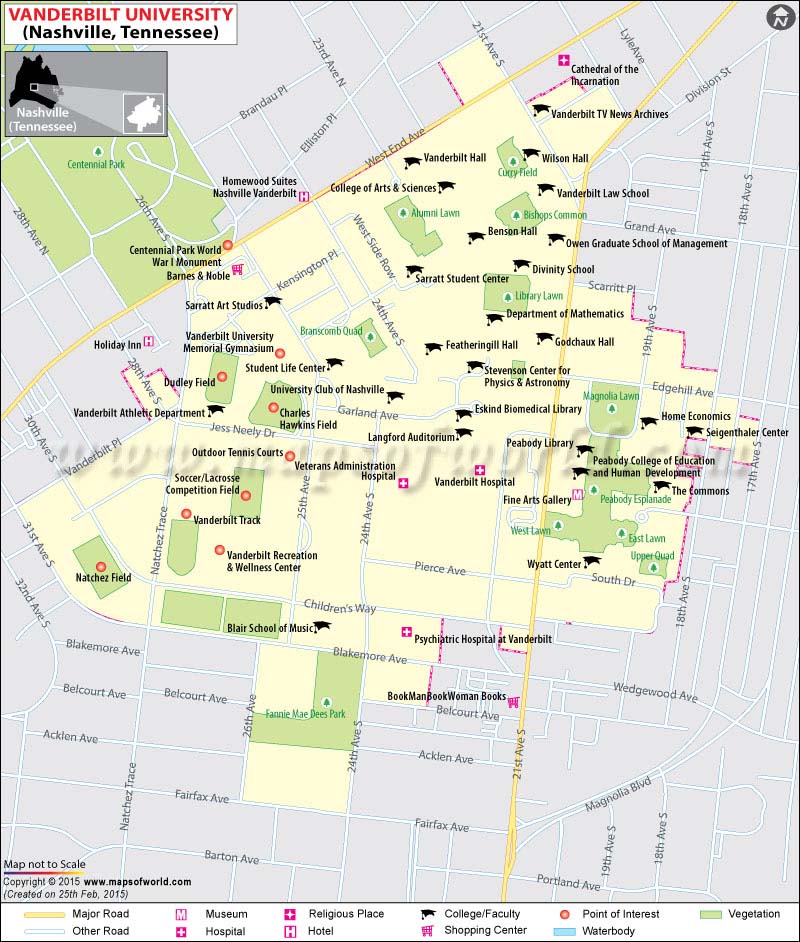 Directions To Vanderbilt University Map Of Vanderbilt University In Nashville, Tennessee, Usa | Us Universities  Tour