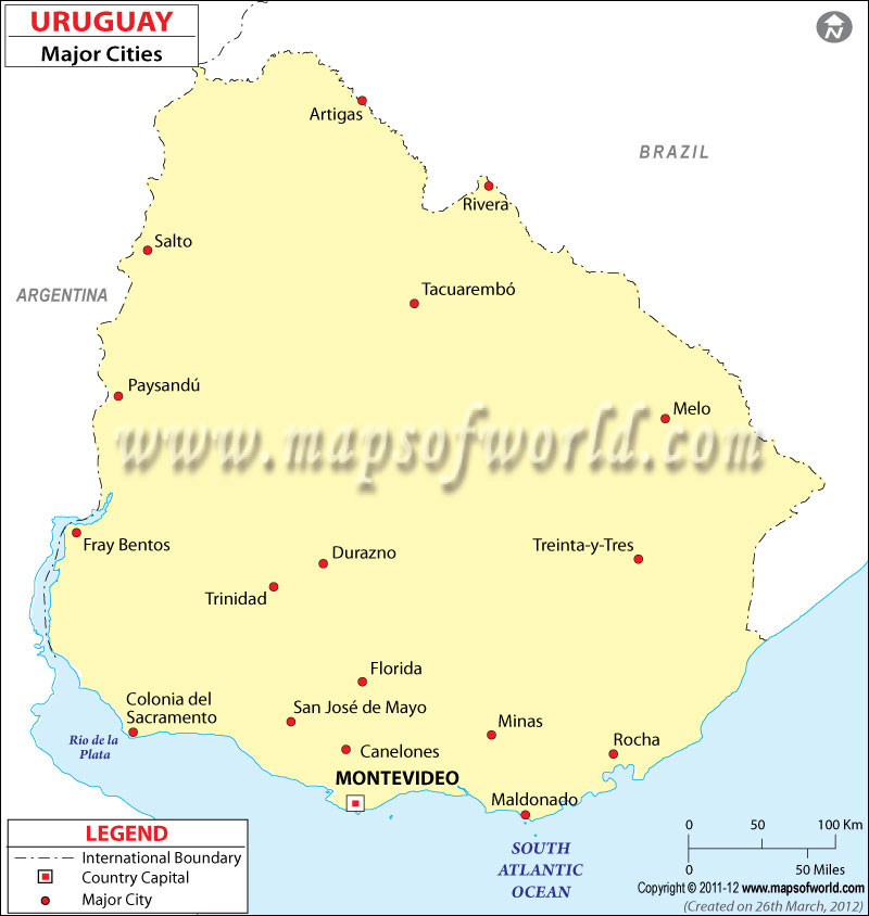 Uruguay Cities Map