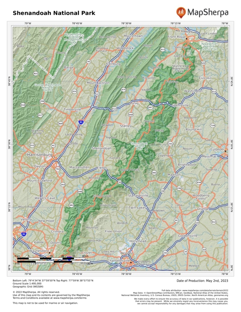Shenandoah National Park Map Location Trails And More