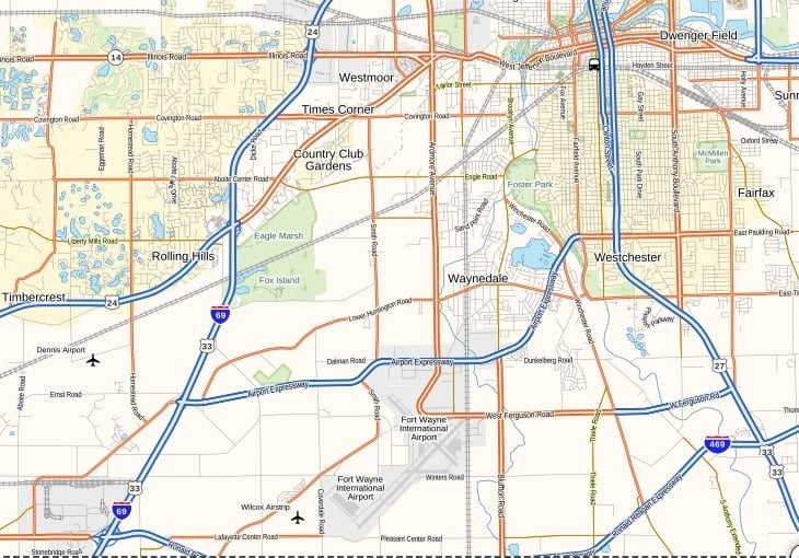 Fort Wayne International Airport Map