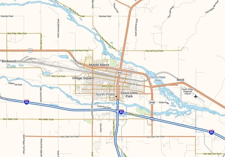 North Platte Regional Airport Map, Nebraska