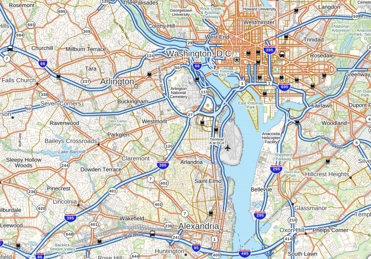 Reagan Washington National Airport Map Virginia