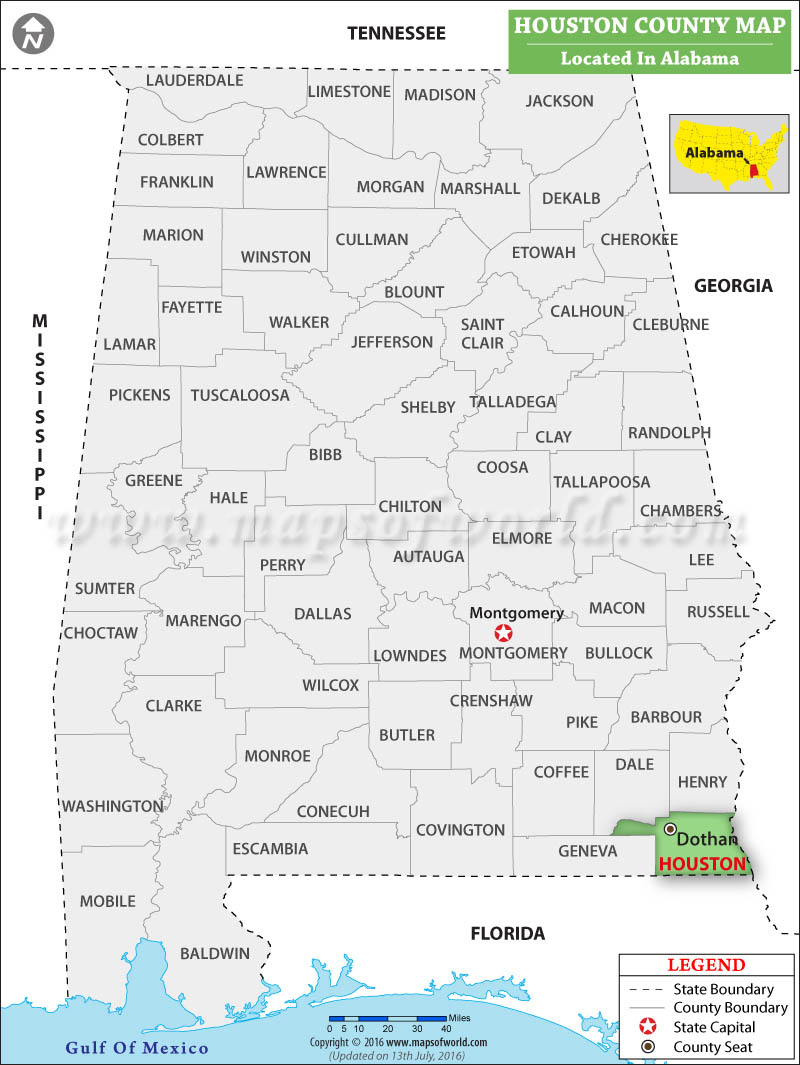 Houston County Map, Alabama