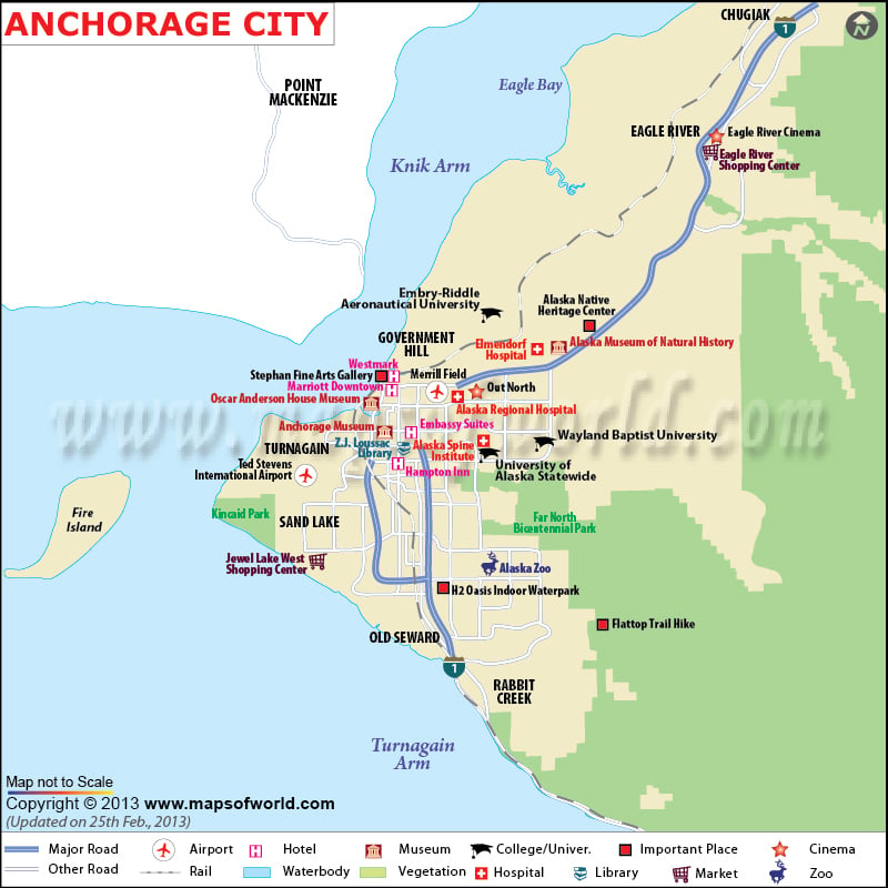 Anchorage City Map, Alaska