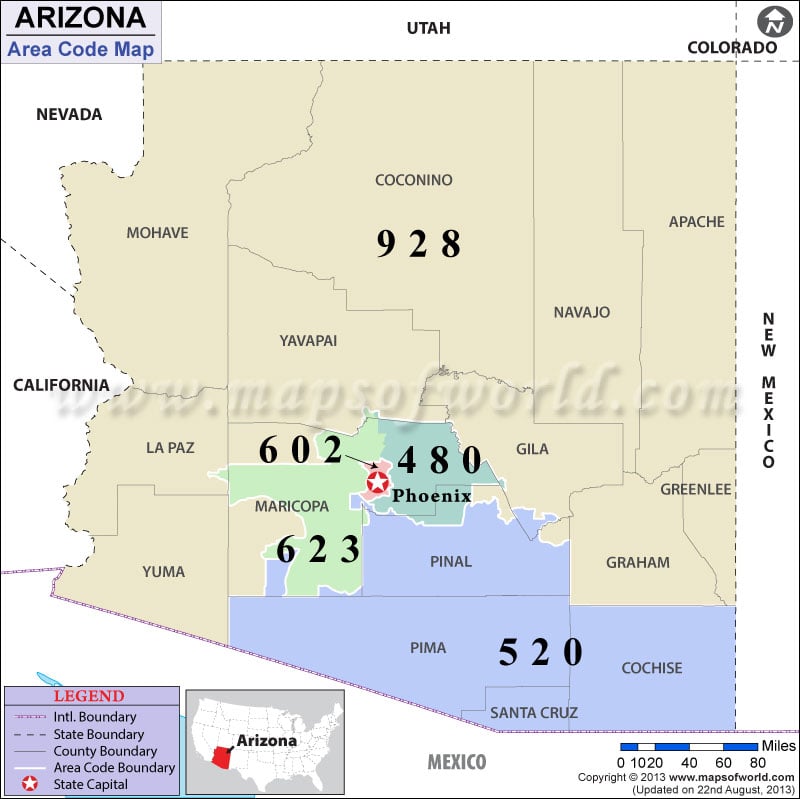 Arizona Area Code Maps