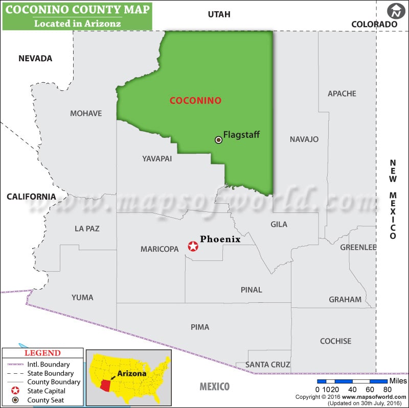 Coconino County Map, Arizona
