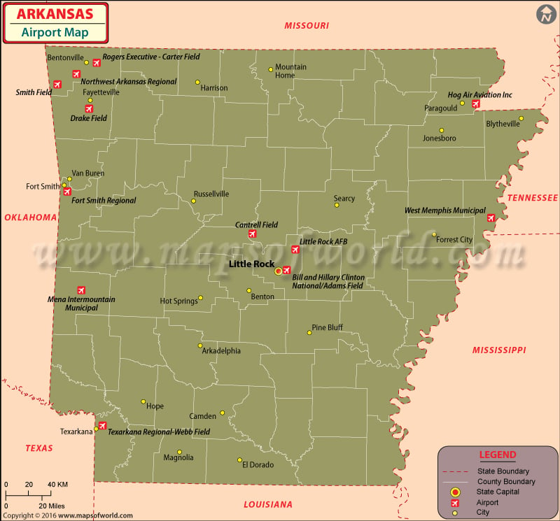 Arkansas Airports Map