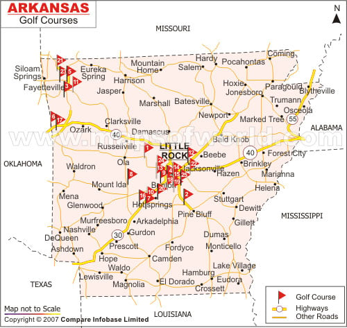 Arkansas Golf Courses Map