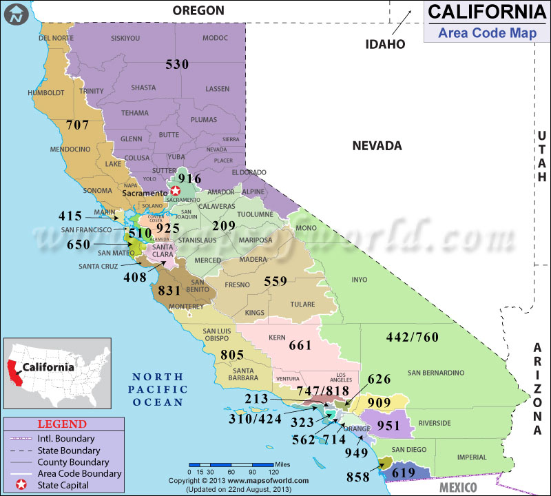 California Area Code Map