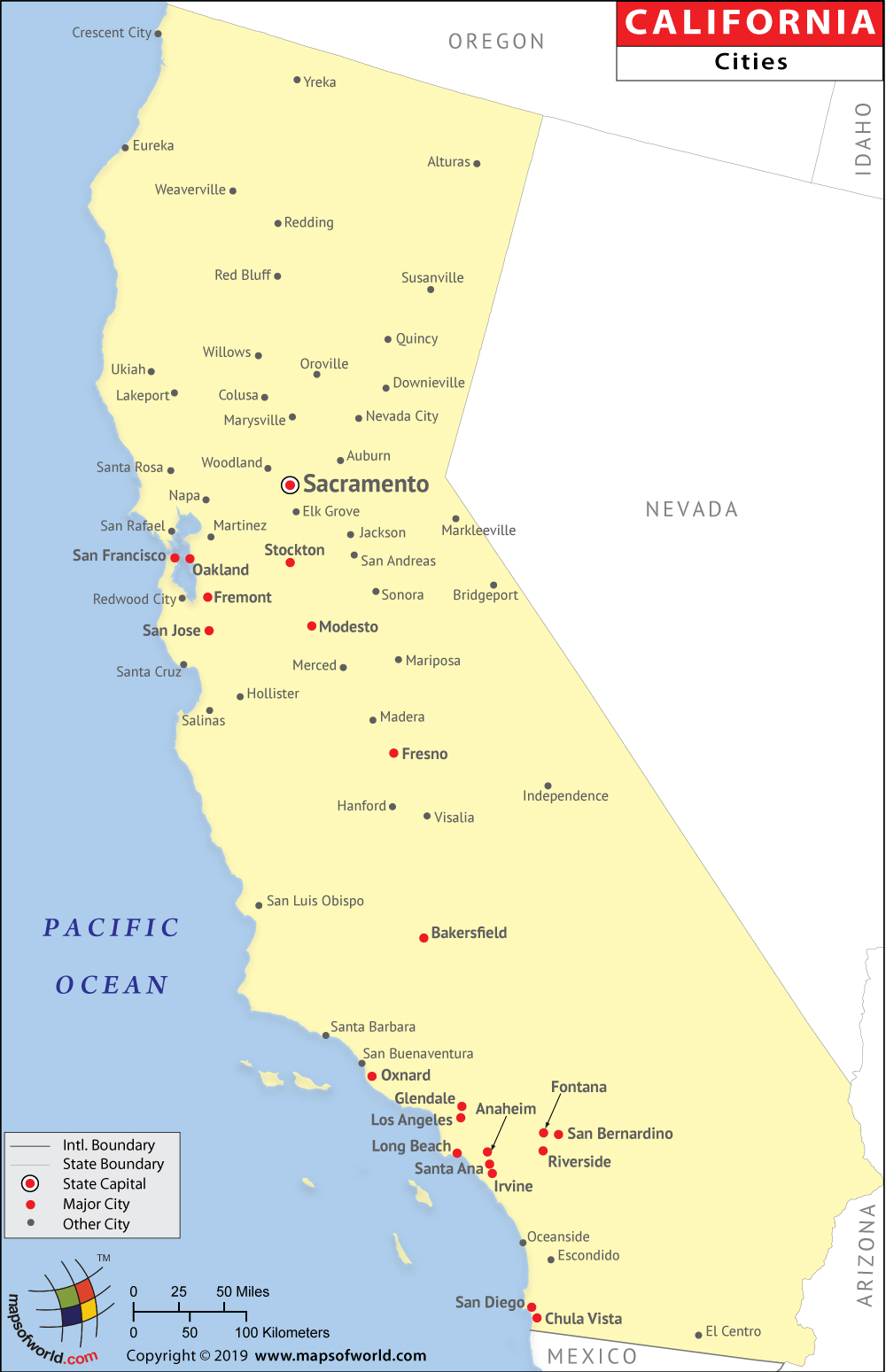 Map Of Northern California Cities Map Of California Cities – Usa States