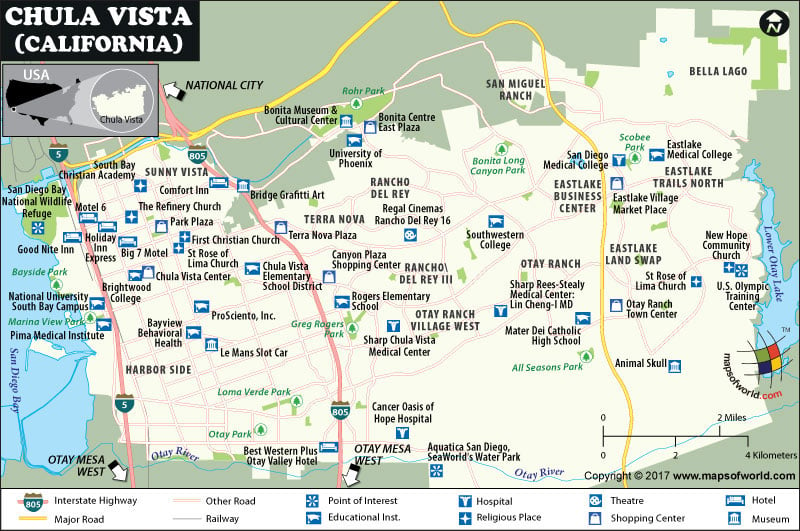 Map of Chula Vista City, California