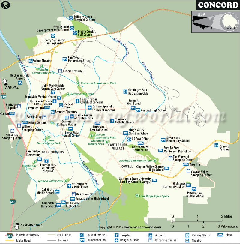 Map of Concord City, California