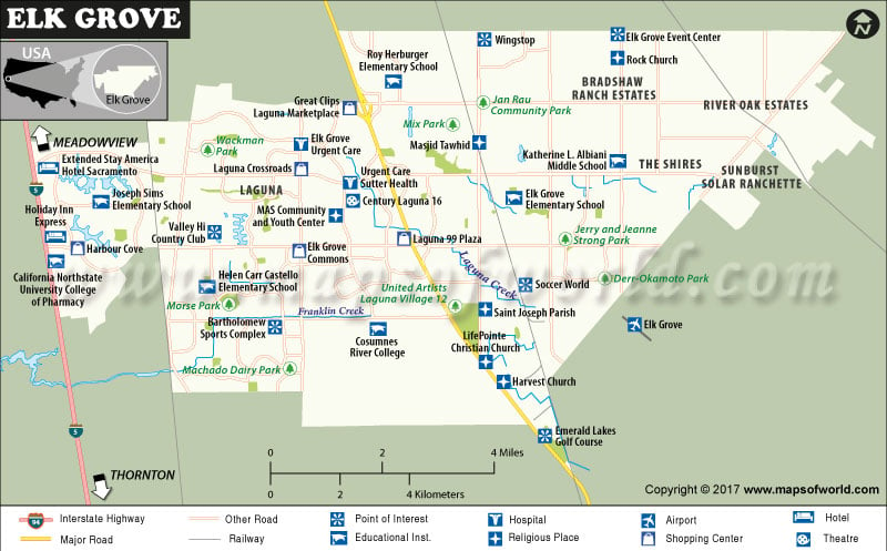 Map of Elk Grove City, California
