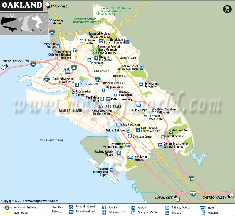Map of Oakland City, California