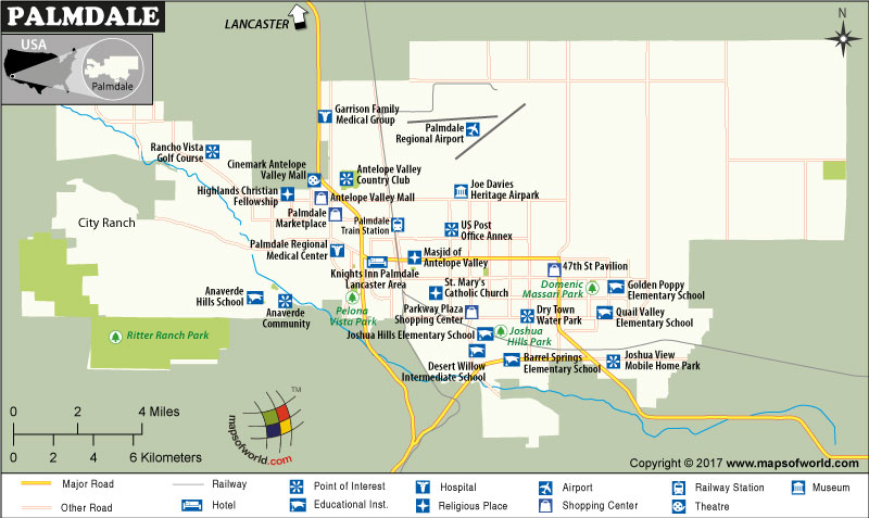 Map of Palmdale City, California