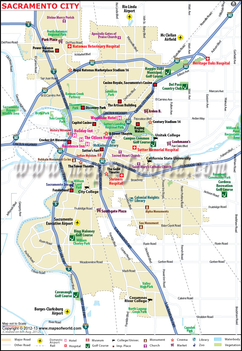 Sacramento City Map, CA