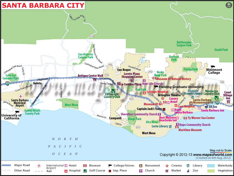 Santa Barbara City Map, California