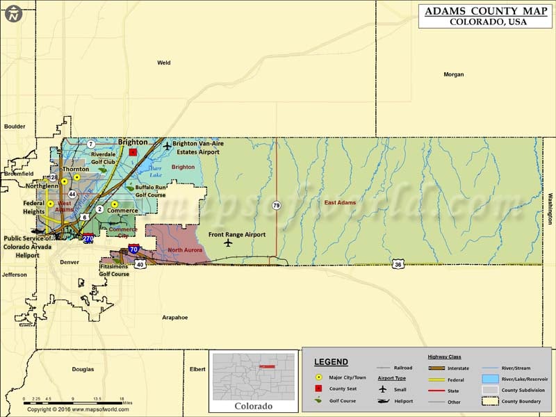 Adams County Map, Colorado