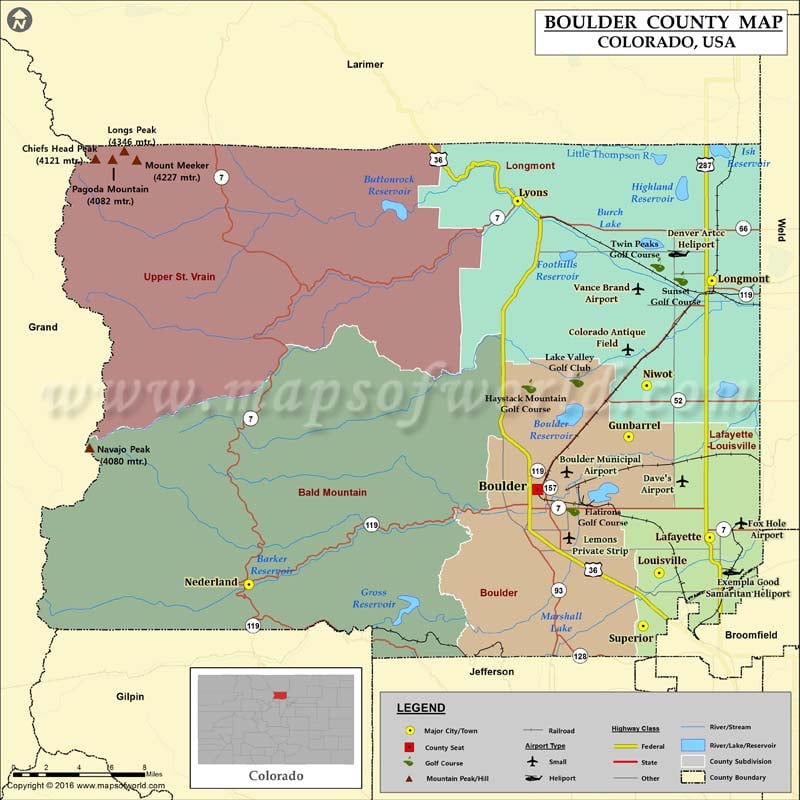 Map of Boulder County, CO