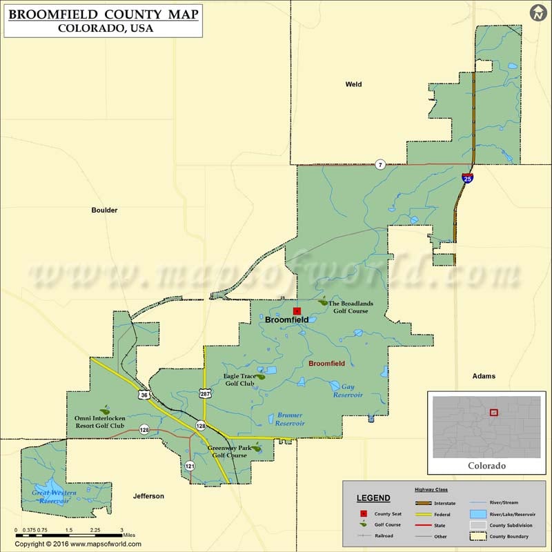 Broomfield County Map, Colorado