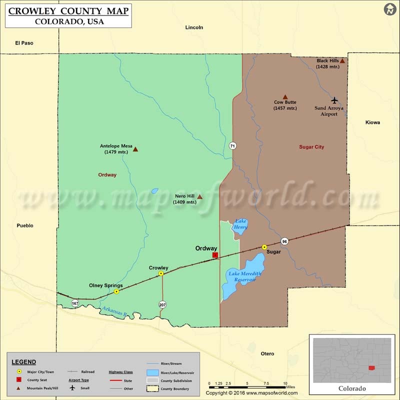 Map of Crowley County, CO