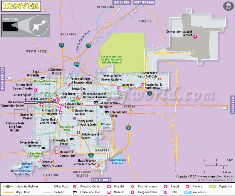 Denver Map, Capital of Colorado, Map of Denver City