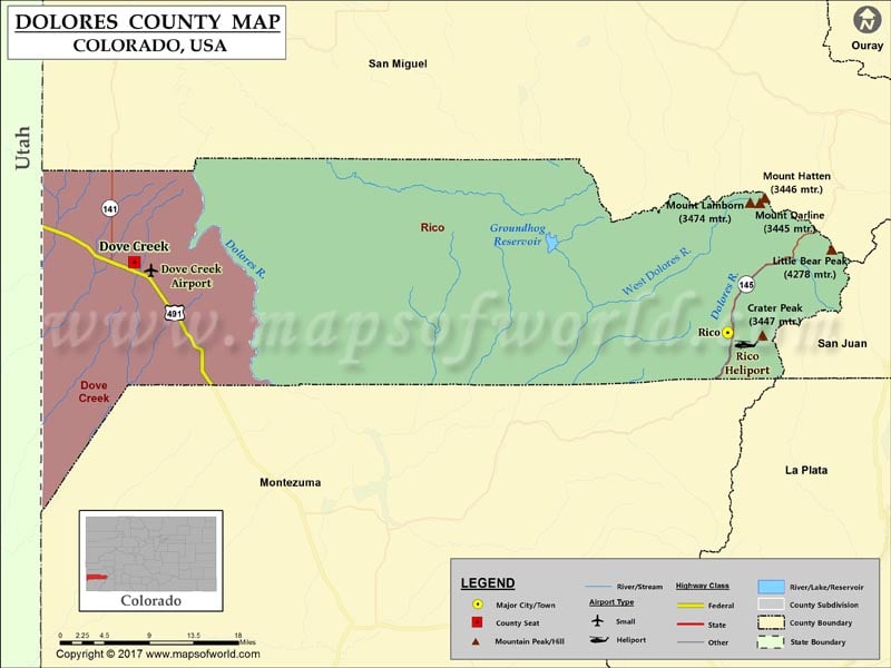 Dolores County Map, Colorado