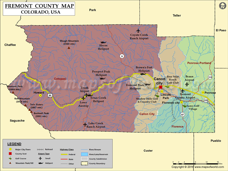 Fremont County Map, Colorado | Map of Fremont County, CO