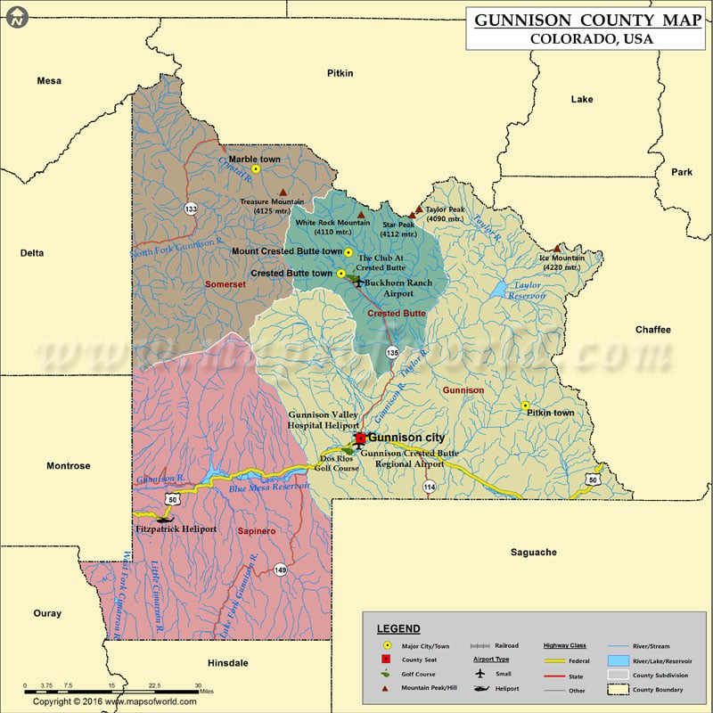 Gunnison County Map, Colorado