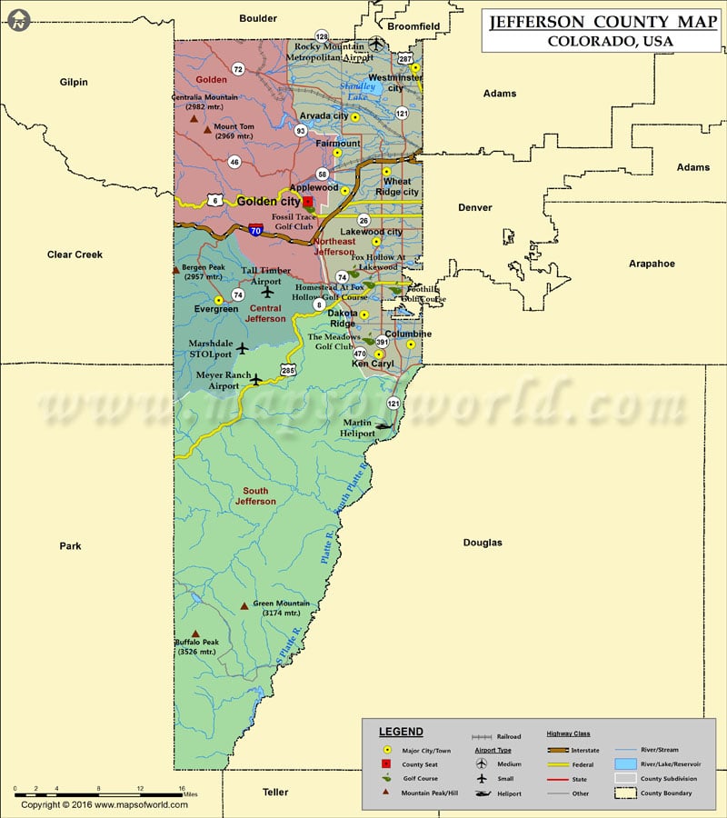 Jefferson County Map, Colorado