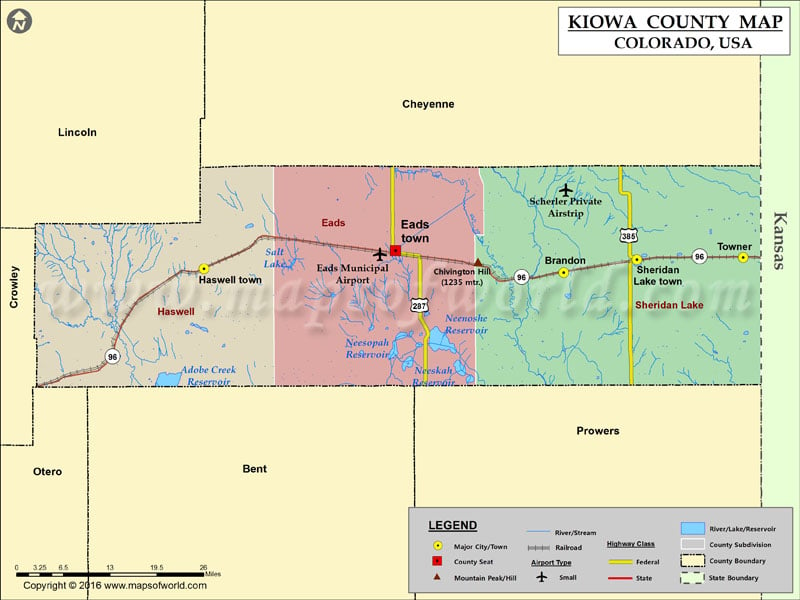 Kiowa County Map, Colorado