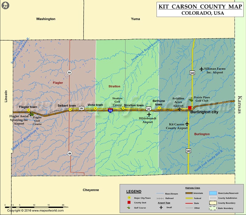 Map of Kit Carson County, CO