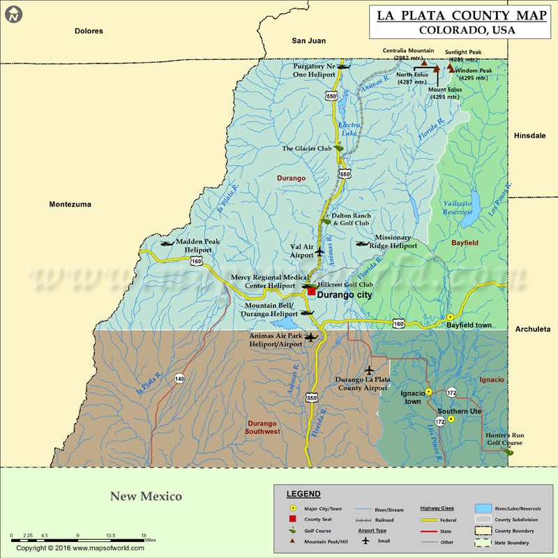 La Plata County Map, Colorado