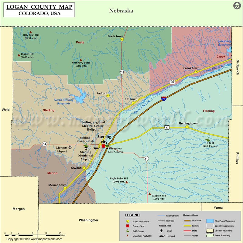 Logan County Map, Colorado