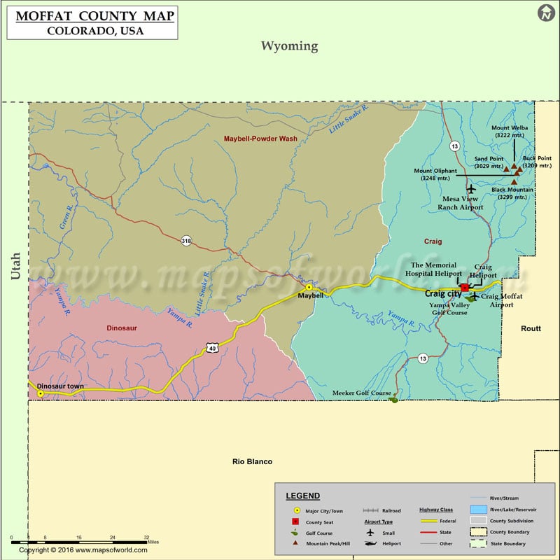 Map of Moffat County, CO