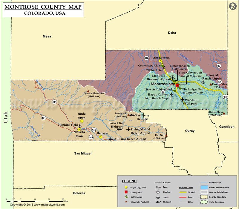 Montrose County Map, Colorado | Map of Montrose County, CO