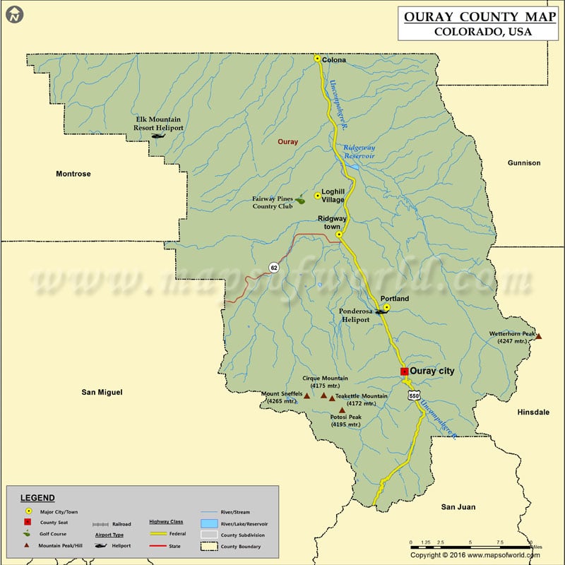 Ouray County Map, Colorado
